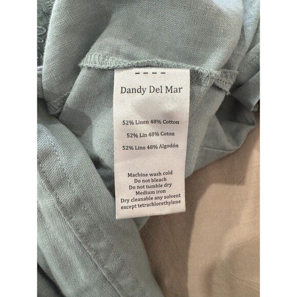 Dandy Del Mar Mens XS Green Brisa Cuban Short Sleeve + Pants Linen Embroidered - Picture 8 of 16